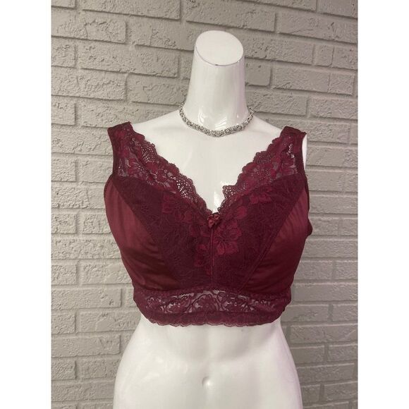 Rhonda Shear Burgandy Lace Pin-Up Bralette Size XL - Picture 1 of 11